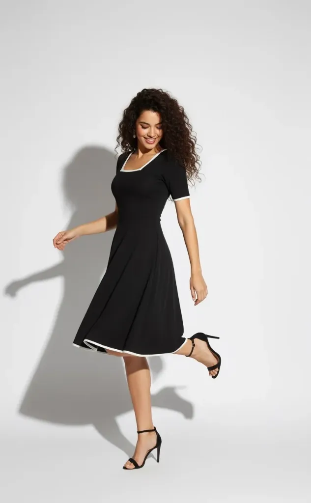 Audrey Contrast Midi Dress